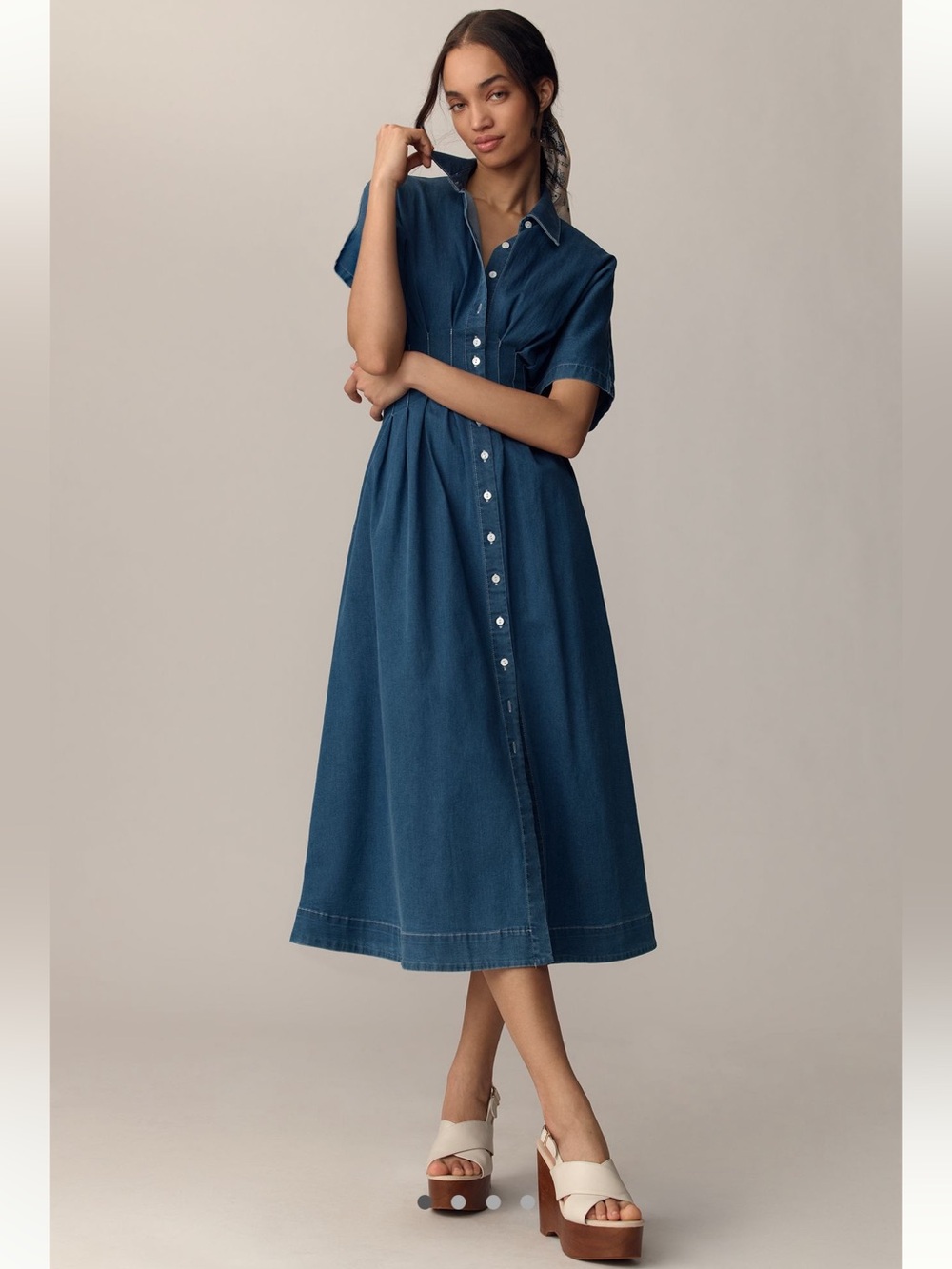 Anthropologie Tobi Denim Pleated Shirt Dress by Exquise Women’s Plus 3X NWT $228